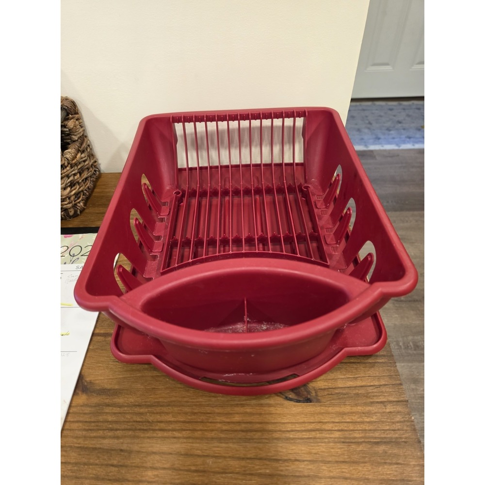Vintage Sterilite 2pc RED Dish Drying Rack Drainer Used
